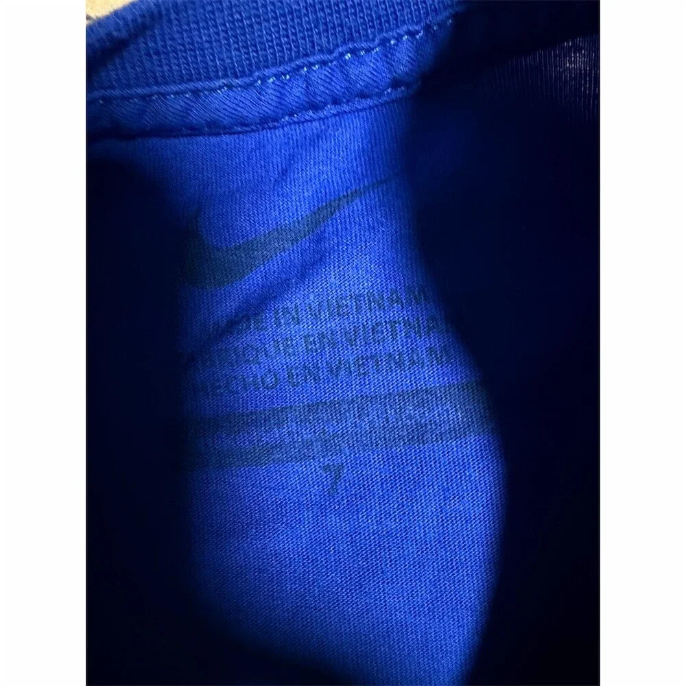 Nike Boys T-Shirt Size 7 Blue Just Do It Swoosh Graphic Short Sleeve Crew